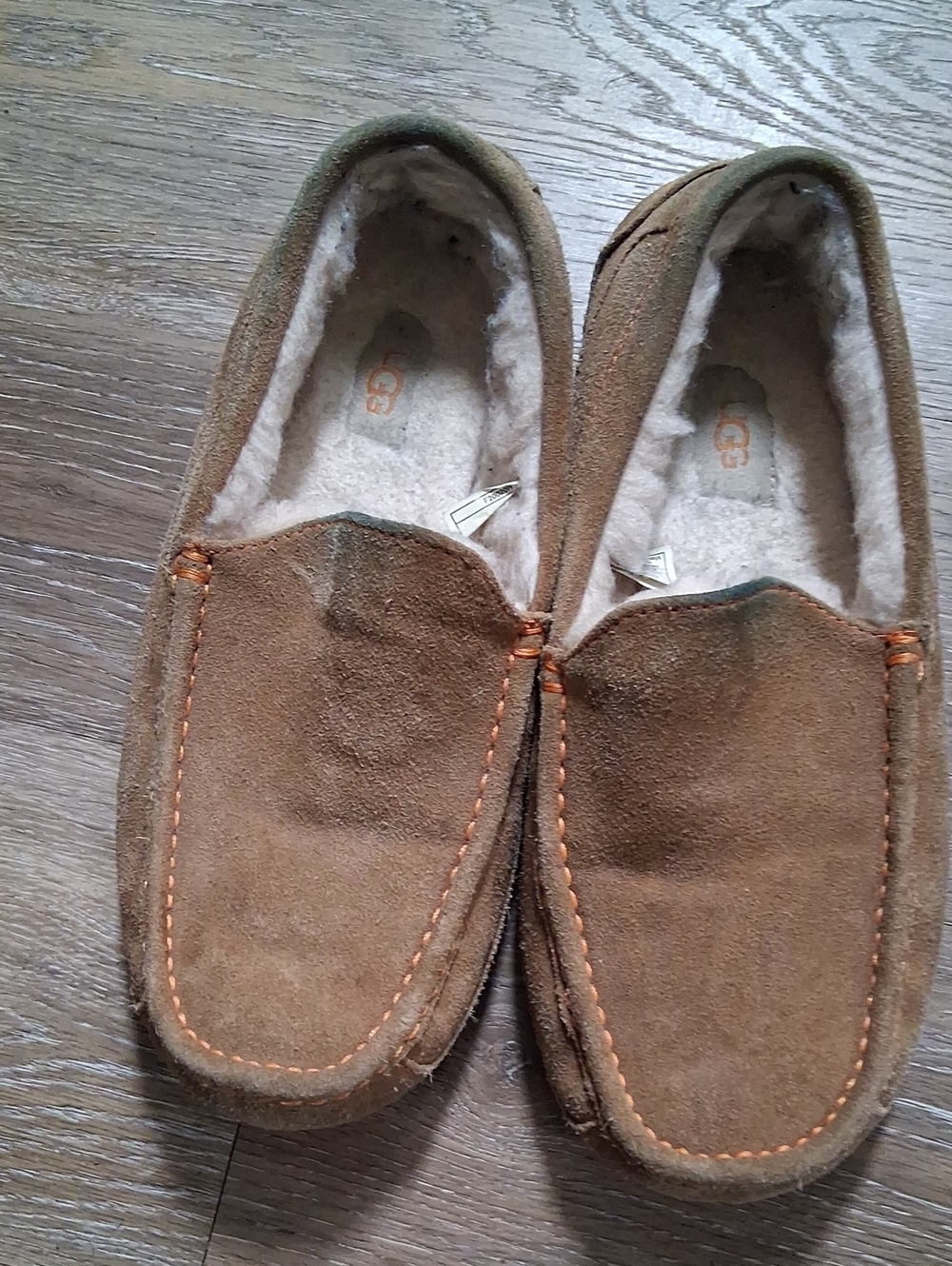 UGG Men's Chestnut Suede Shearling-Lined Moccasin Slippers